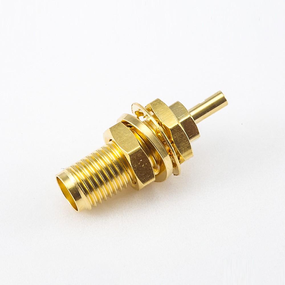 SMA Connector Thread Panel Mount Female 180 Degree Front Bulkhead Crimp With Solder for 1.13MM Cable