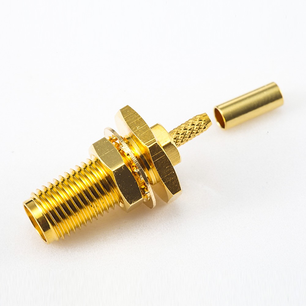 SMA Crimp Jack Connector 180 Degree Panel Mount Front Bulkhead for RG178/1.37mm/1.45mm