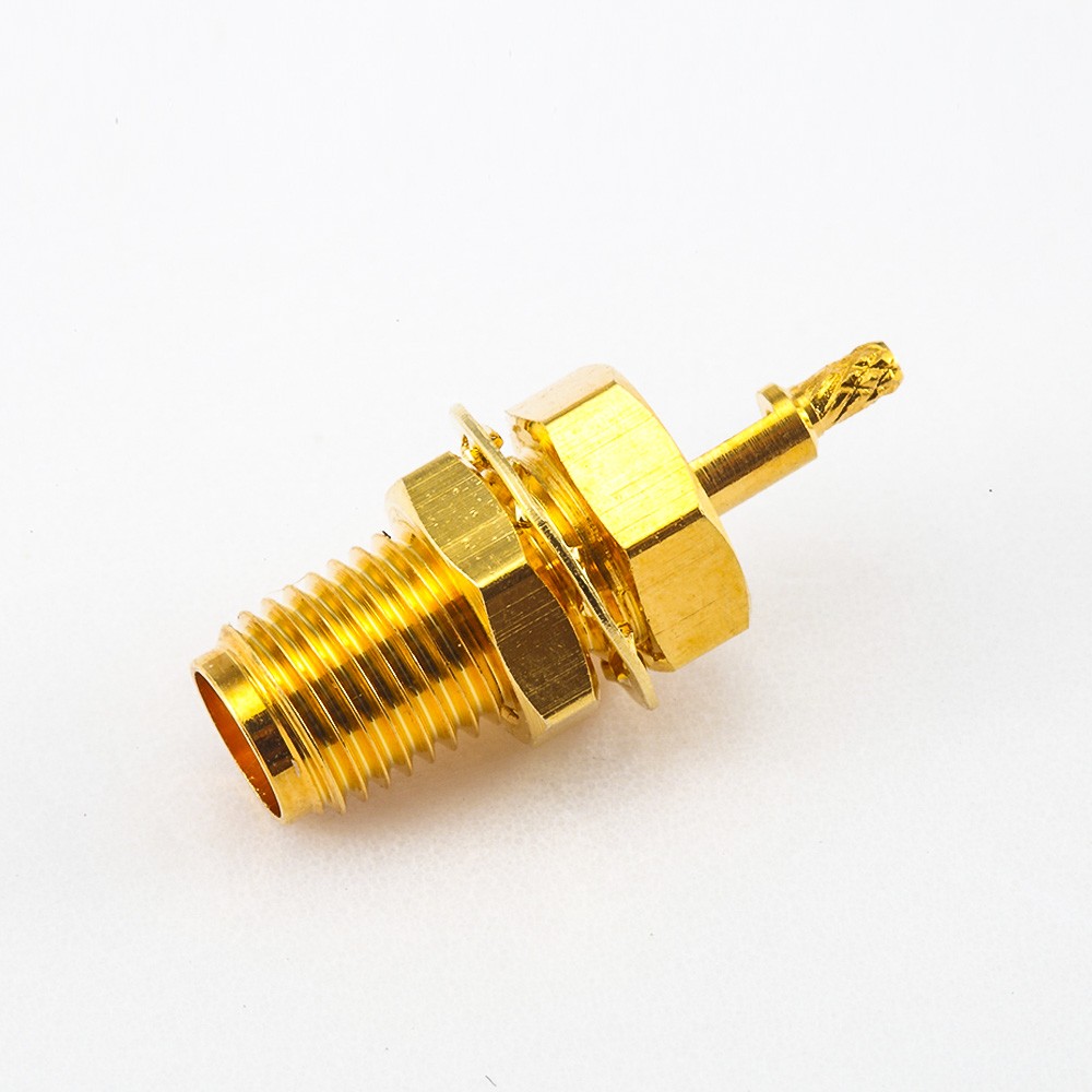 SMA Female Connector Panel Mount Front Bulkhead 180 Degree Crimp Window Solder for 1.13mm/1.32mm Cable