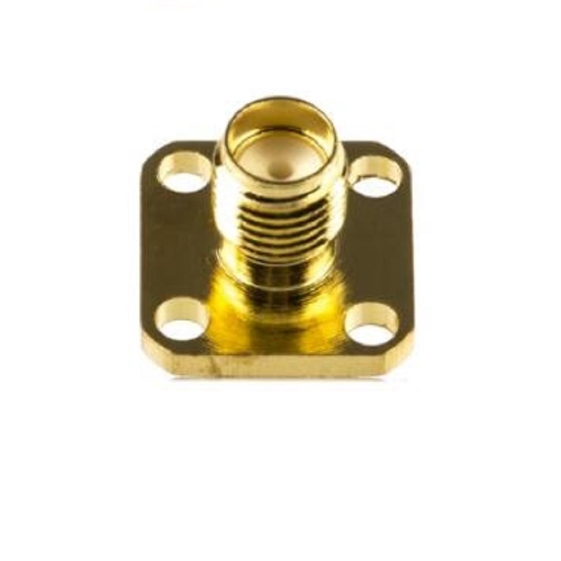 SMA Female Panel Mount Connector Female Straight 4 Holes Flange Solder Cup for Cable