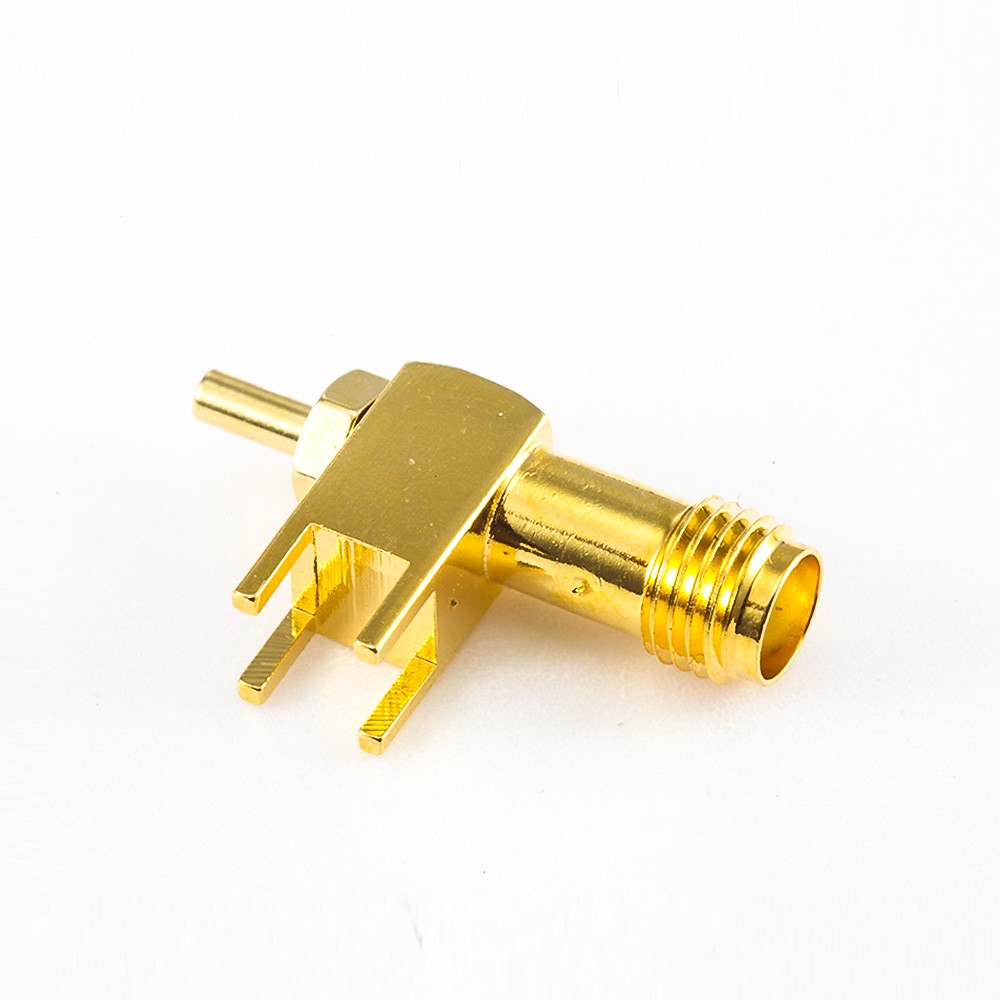 SMA Female Right Angle PCB Connector Solder for 1.13mm/1.32mm Cable Through Hole