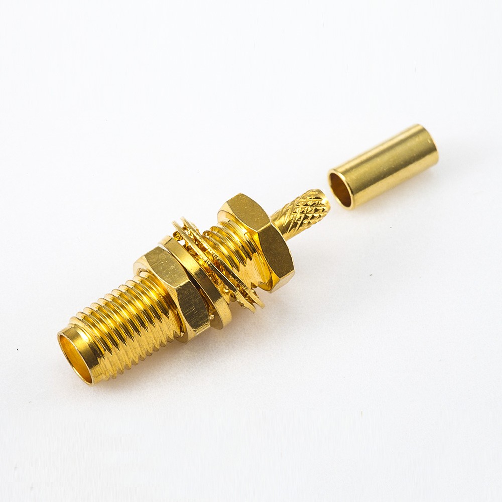 SMA Panel Mount Front Bulkhead Female Connector 180 Degree Crimp for RG178/1.37mm/1.45mm