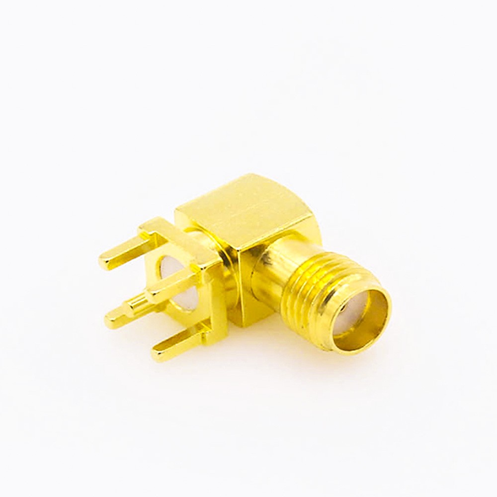 SMA PCB Mount Connector Female Through Hole 90 Degree