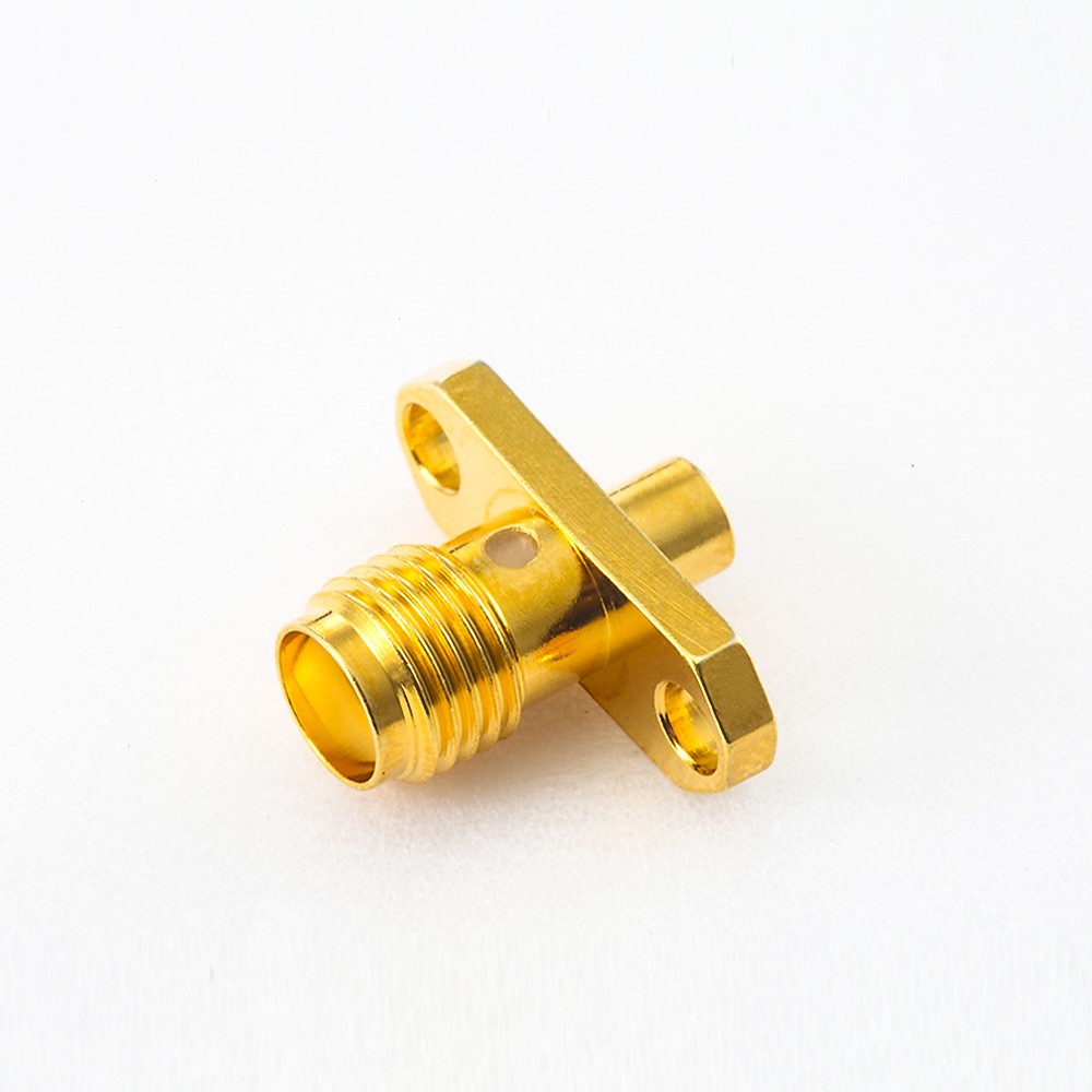 SMA RF Cable Connector Female 180 Degree 2 Holes Flange Solder for Semi-soft/semi-rigid-2