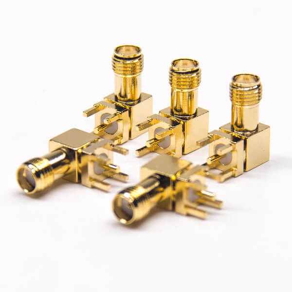 SMA Right Angle PCB Socket Receptacle Through Hole Gold Plating