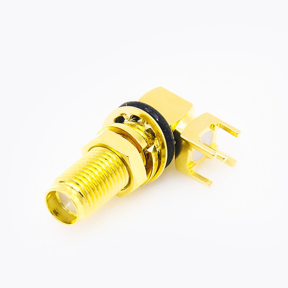 SMA Waterproof Connector Female 90 Degree Panel Mount Front Bulkhead Through Hole for PCB Mount