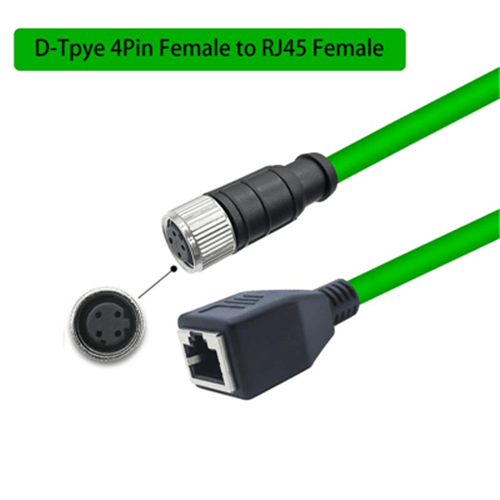 M12 4-pin A Code Male Angled to RJ45 Male High Flex Cat6 Industrial Ethernet Cable PVC Orangle