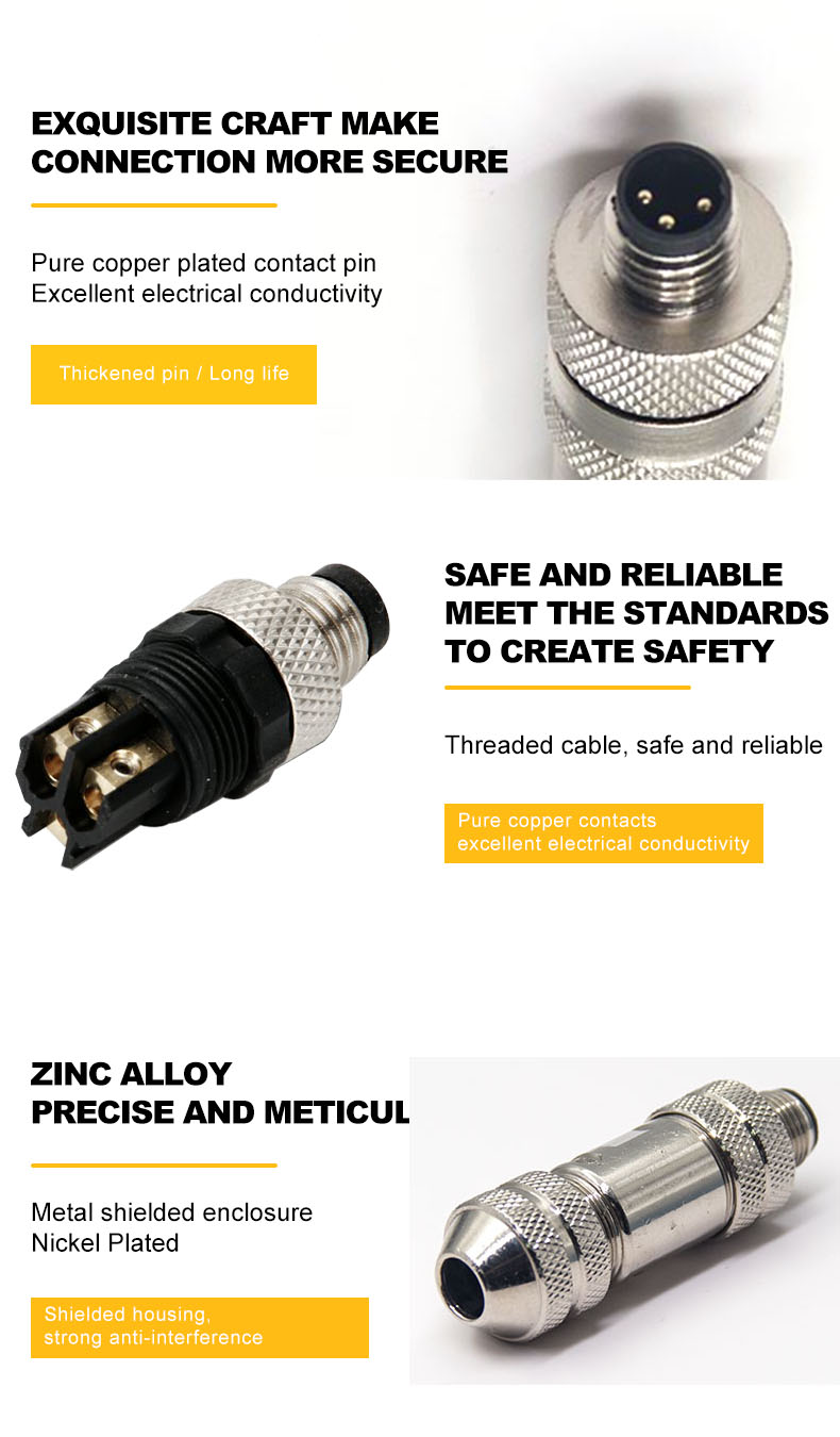 M23 Connector Screw Locking Solder Type 9Pin Waterproof Male Plug 623F-9A Shield