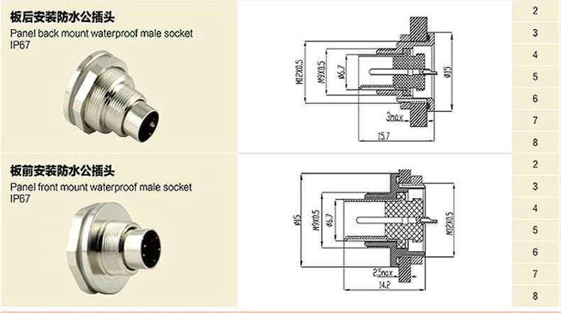 Metal Connector M9 4Pin Female Straight Waterproof Shield Wireable Connector Solder Contacts