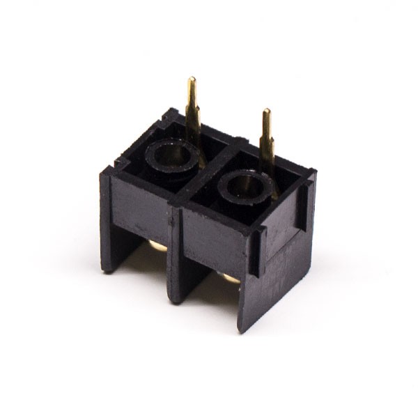 2 Position Barrier Terminal Block PCB Mount Straight Black