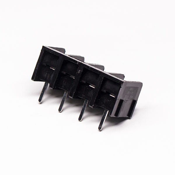 Barrier Terminal Block PCB Mount 4pin Black Straight Through Hole Connector