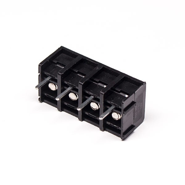 Barrier Terminal Block PCB Mount 4pin Black Straight Through Hole Connector