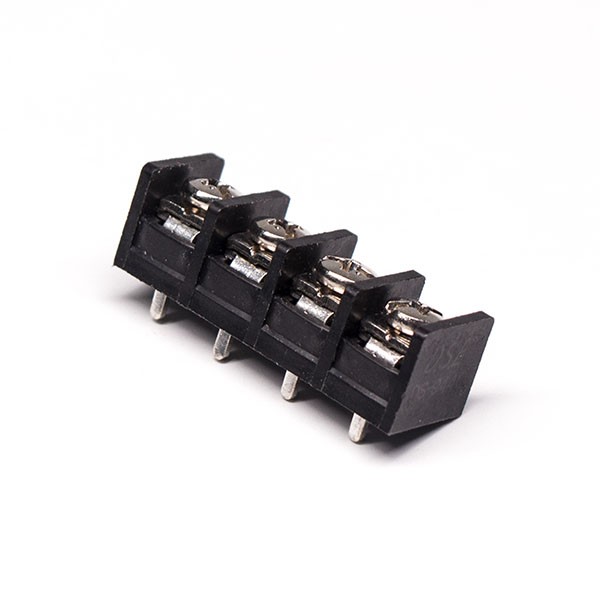 Barrier Terminal Block Single row 4pin Black Straight PCB Mount