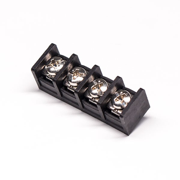 Barrier Terminal Block Single row 4pin Black Straight PCB Mount