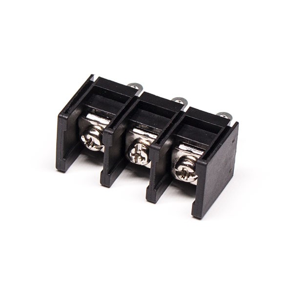 Barrier Terminal Block with Cover 3pin Straight Black Connector