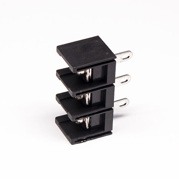 Barrier Terminal Block with Cover 3pin Straight Black Connector