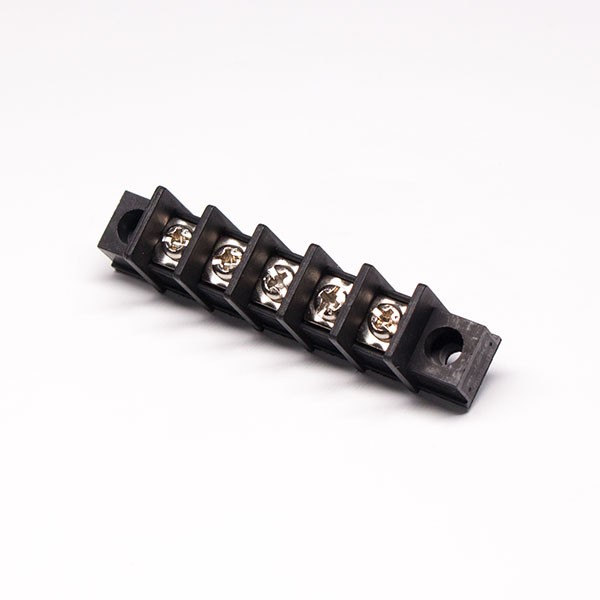 Barrier Tterminal Blocks Straight 5pin 2 Holes Flange Black Connector for Cable