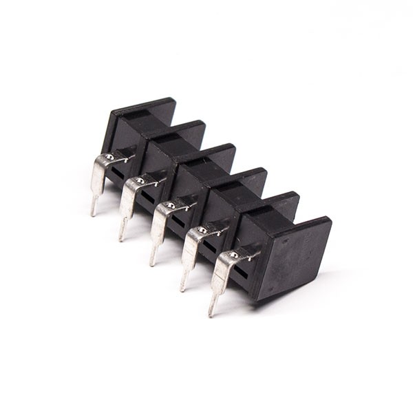 Right Angle Barrier Terminal Block 5pin Black PCB Mount Black Connector