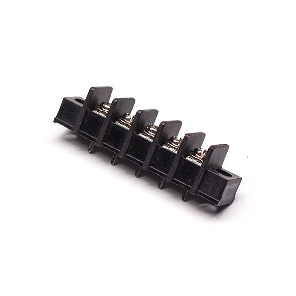 Terminal Electrical Barrier strip Block 5pin Black Straight 2 holes Flange Mounting