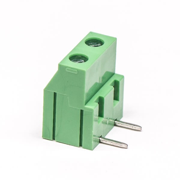 PCB Screw Terminal Connectors 2pin Right Angled Green Through Hole