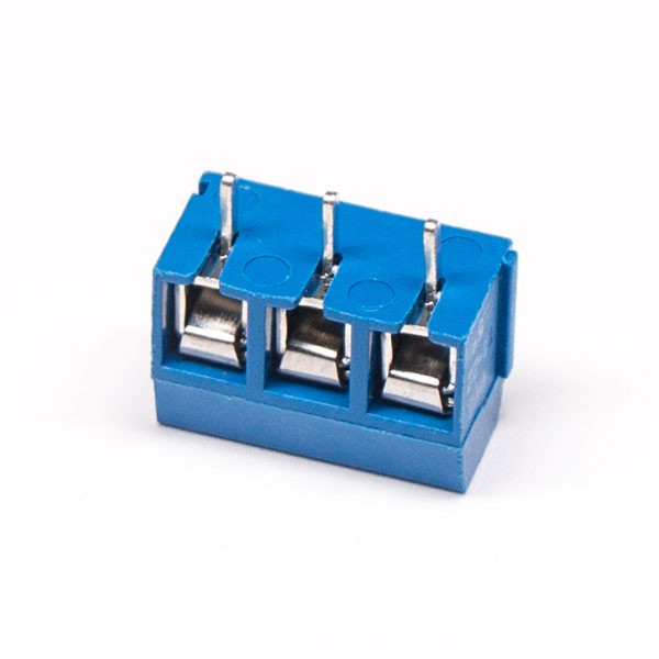 Terminal Block Connector Straight Blue for PCB Mount 3pin Through Hole