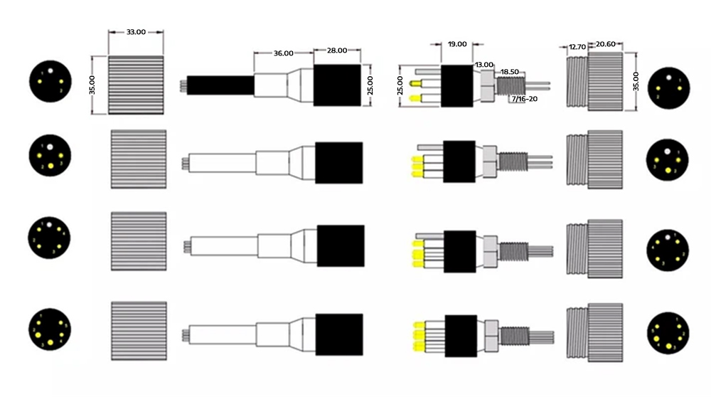 Pluggable IP69 ROV Cable 2pin underwater Connector IP69k subsea connector 1meter