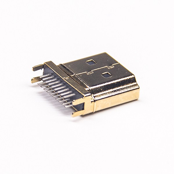 HDMI male connector 19p Straight Edge Mount for PCB