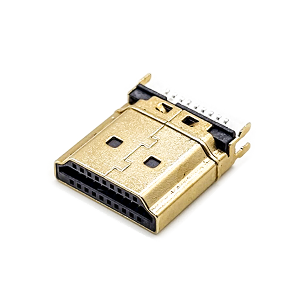 HDMI male connector 19p Straight Edge Mount for PCB