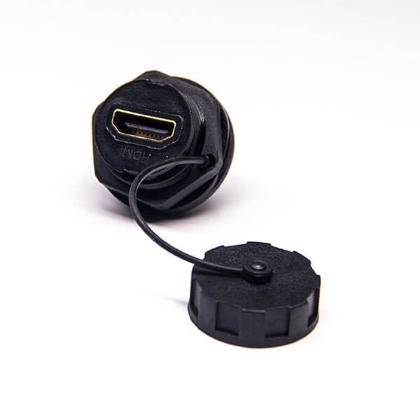 Waterproof HDMI female to female adapter 19pins Panel Mount HDMI connectors IP68 with Dust-cover