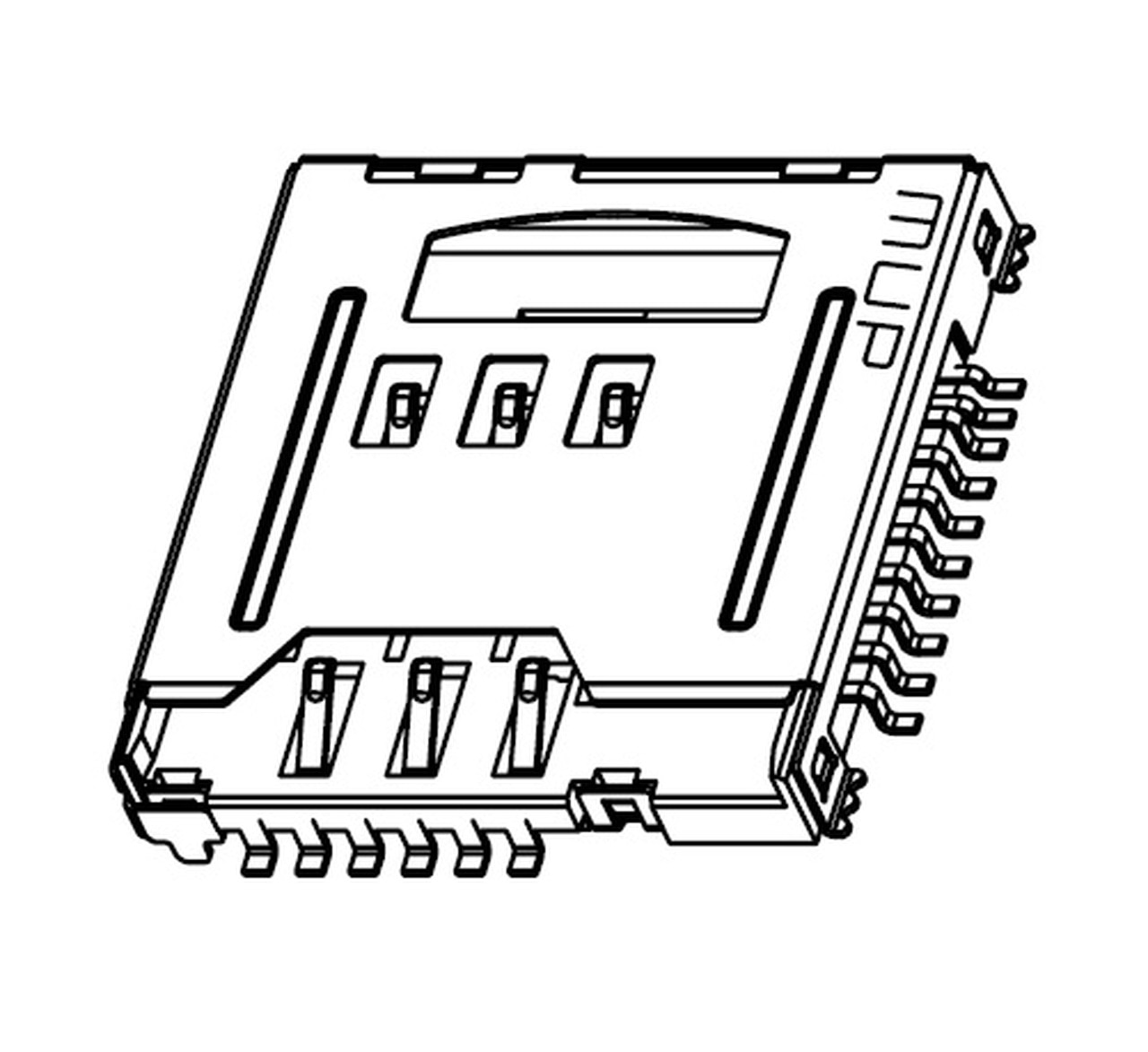 Micro SIM (6Pin) + Micro SD Card (8Pin) Holder MUP-M618