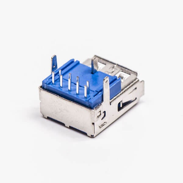 USB 3.0 Port Female Right Angled Blue Through Hole for PCB Mount