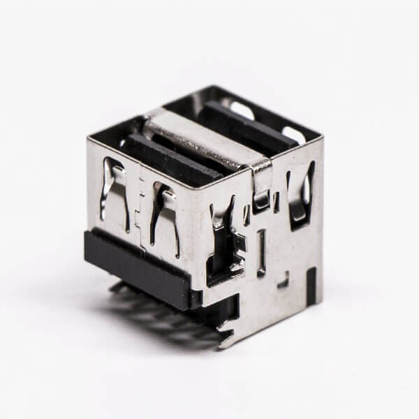 USB Right Angle Connectors Female DIP Dual Port