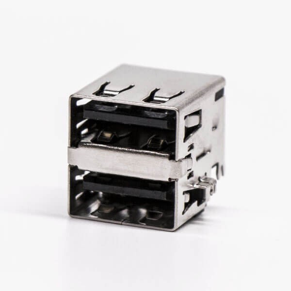 USB Right Angle Connectors Female DIP Dual Port