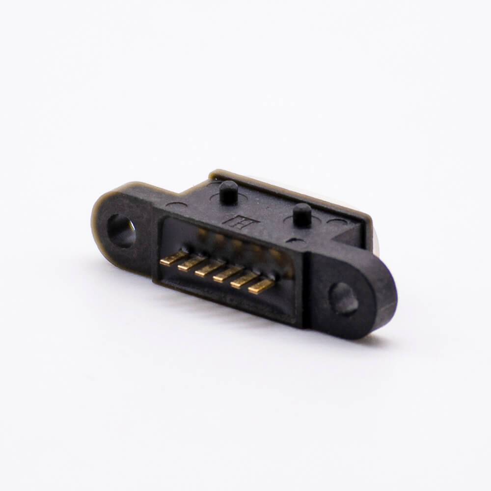 Waterproof USB C Connector IPX8 SMT 6 Pin With Waterproof Rubber Ring With holes