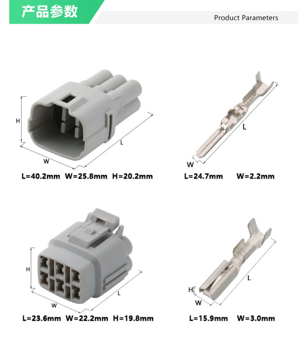 6 Pin Waterproof Auto Sensor Connector Male Female For Suzuki Toyota Honda 6187-6561 6180-6771