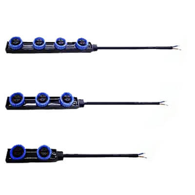 F Type M15 Waterproof Connector 2 Pin Industrial Aviation LED Power Connector Six Female with 1.5 Square Cable