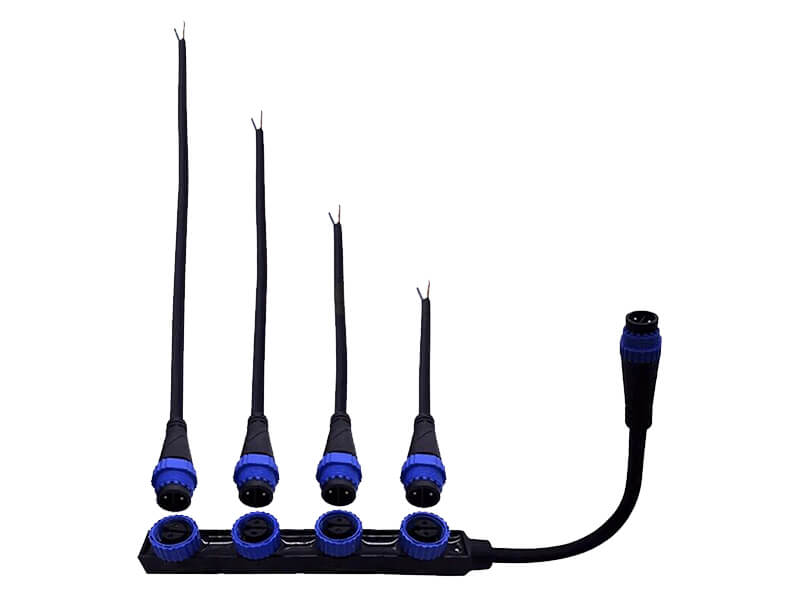 F Type M15 Waterproof Connector 2 Pin Industrial Aviation LED Power Connector Six Female with 1.5 Square Cable