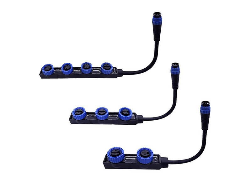 F Type M15 Waterproof Connector 2 Pin Industrial Aviation LED Power Connector Six Female with 1.5 Square Cable